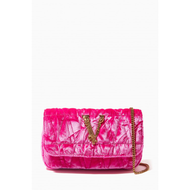 Versace - Mini Vertus Shoulder Bag in Quilted & Crushed Velvet