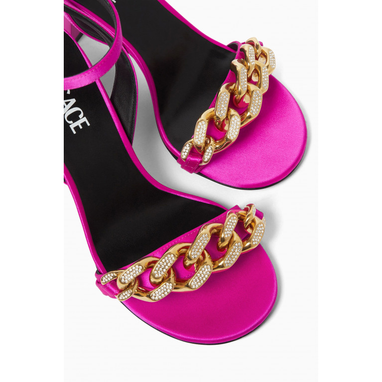Versace - Chain Embellished 70 Heel Sandals in Satin