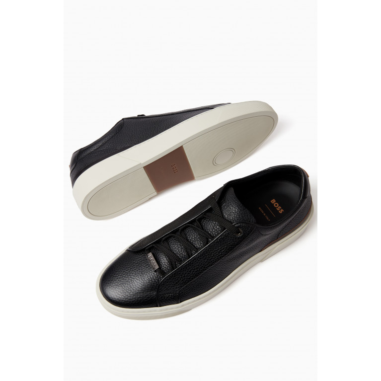 Boss - Gary Lace-up Sneakers in Pebbled Leather
