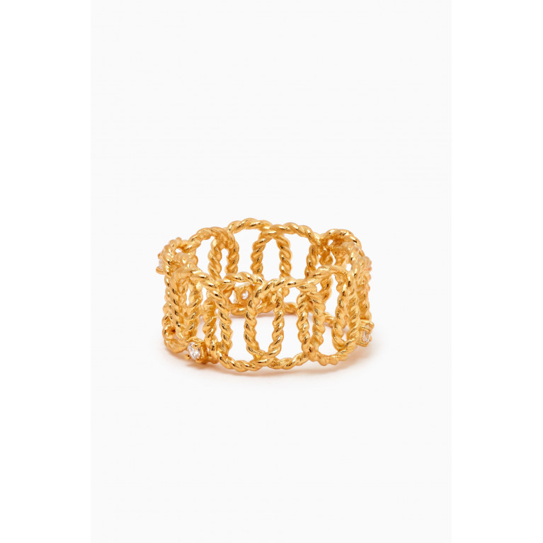 Joanna Laura Constantine - Twisted Wire CZ Ring in Gold-plated Brass