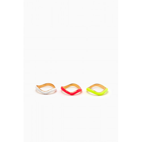 Joanna Laura Constantine - Waves Rings in Gold-plated Brass, Set of 3