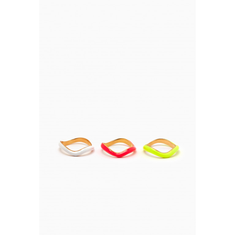 Joanna Laura Constantine - Waves Rings in Gold-plated Brass, Set of 3
