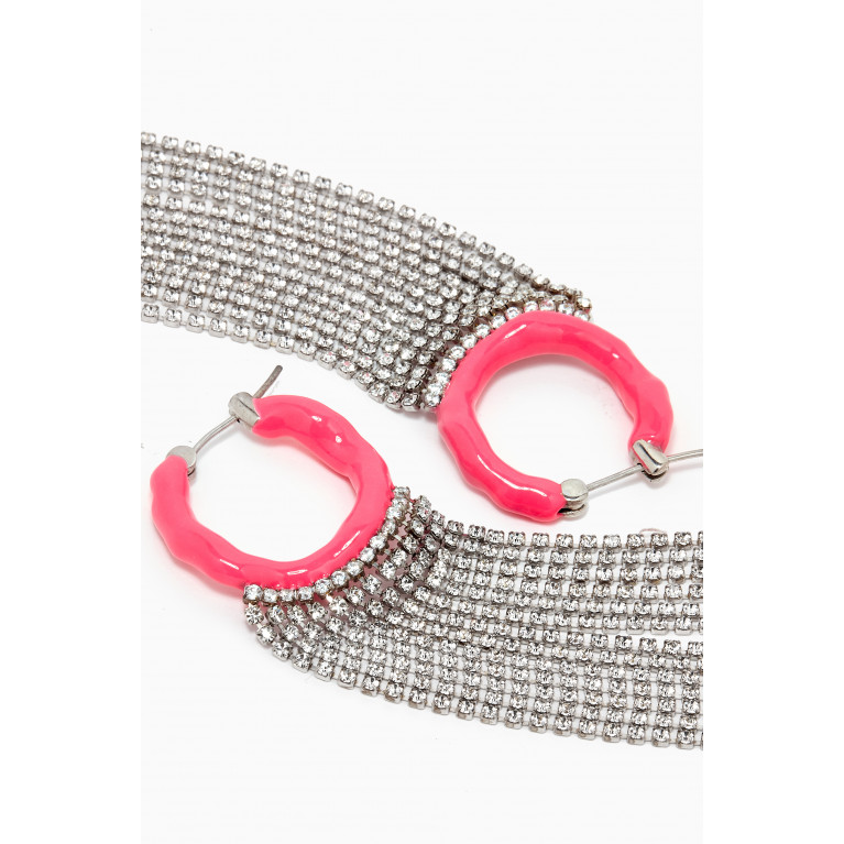 Joanna Laura Constantine - Crystal Shoulder Duster Wave Hoop Earrings in Brass Pink