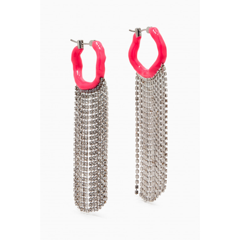 Joanna Laura Constantine - Crystal Shoulder Duster Wave Hoop Earrings in Brass Pink