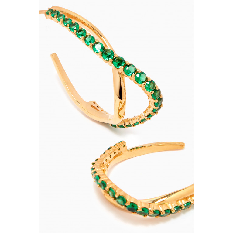 Joanna Laura Constantine - Wave Pavé Earrings in Gold-plated Brass