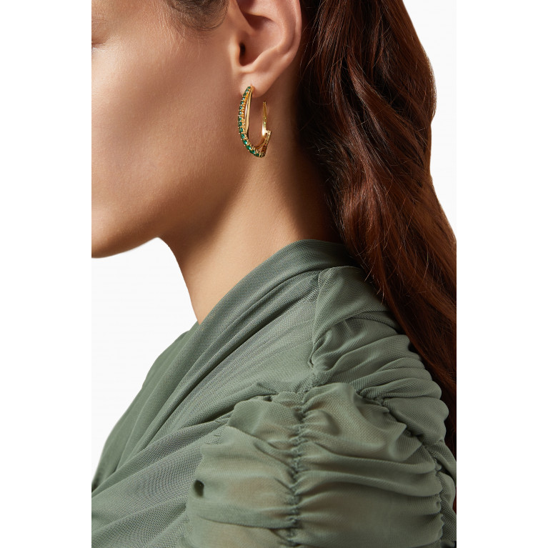 Joanna Laura Constantine - Wave Pavé Earrings in Gold-plated Brass