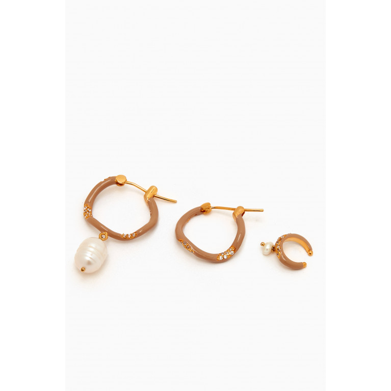 Joanna Laura Constantine - Wave Hoops Earrings Set in Gold-plated Brass Neutral