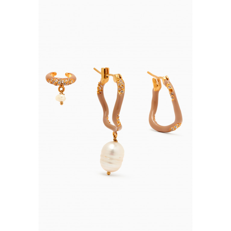 Joanna Laura Constantine - Wave Hoops Earrings Set in Gold-plated Brass Neutral