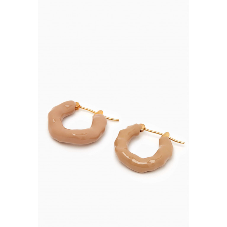 Joanna Laura Constantine - Wave Hoop Earrings in Gold-plated Brass & Enamel Pink