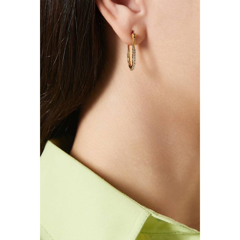 Joanna Laura Constantine - Feminine Waves CZ Stones Earrings in Gold-plated Brass & Enamel Pink