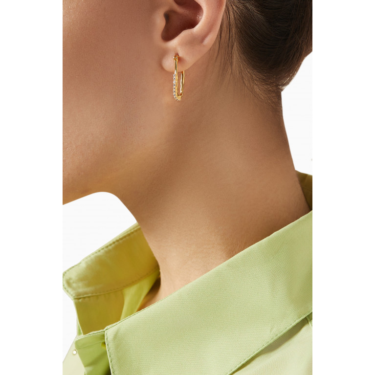 Joanna Laura Constantine - Feminine Waves CZ Stones Earrings in Gold-plated Brass & Enamel White