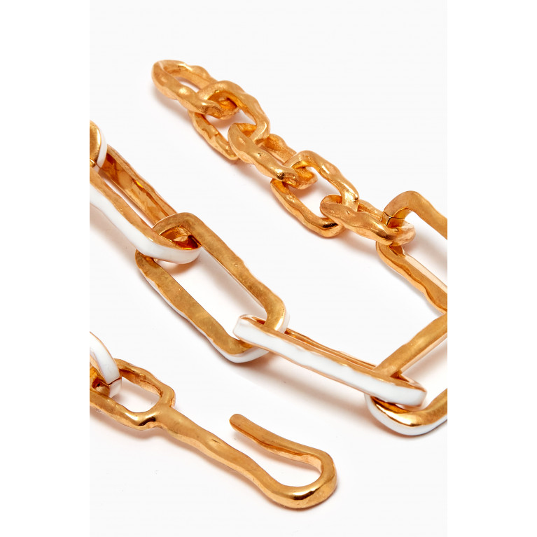 Joanna Laura Constantine - Statement Wave Chain Bracelet in Gold-plated Brass & Enamel White