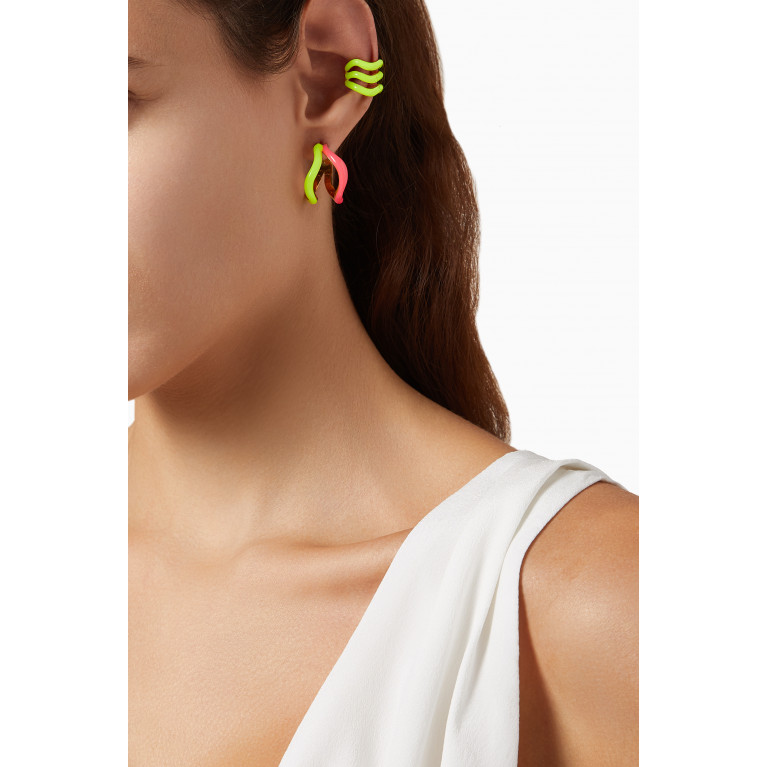 Joanna Laura Constantine - Double Wave Earrings in Gold-plated Brass Multicolour