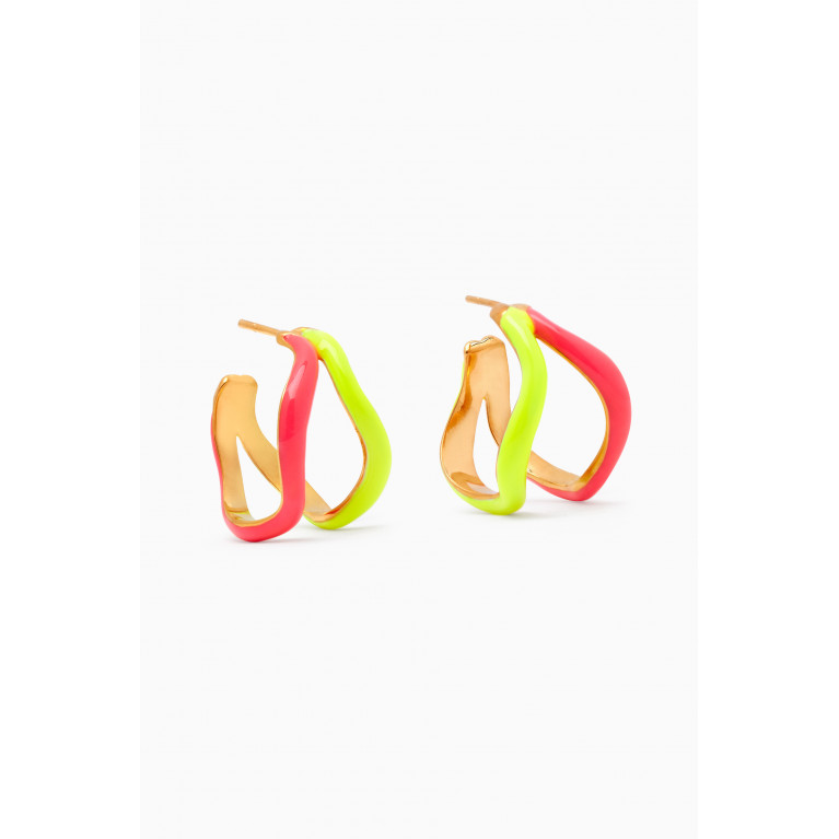Joanna Laura Constantine - Double Wave Earrings in Gold-plated Brass Multicolour