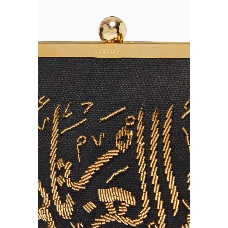 Sarah's Bag - Calligraphy Beaded Clutch in Canvas