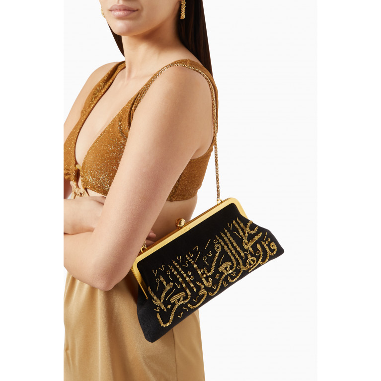 Sarah's Bag - Calligraphy Beaded Clutch in Canvas