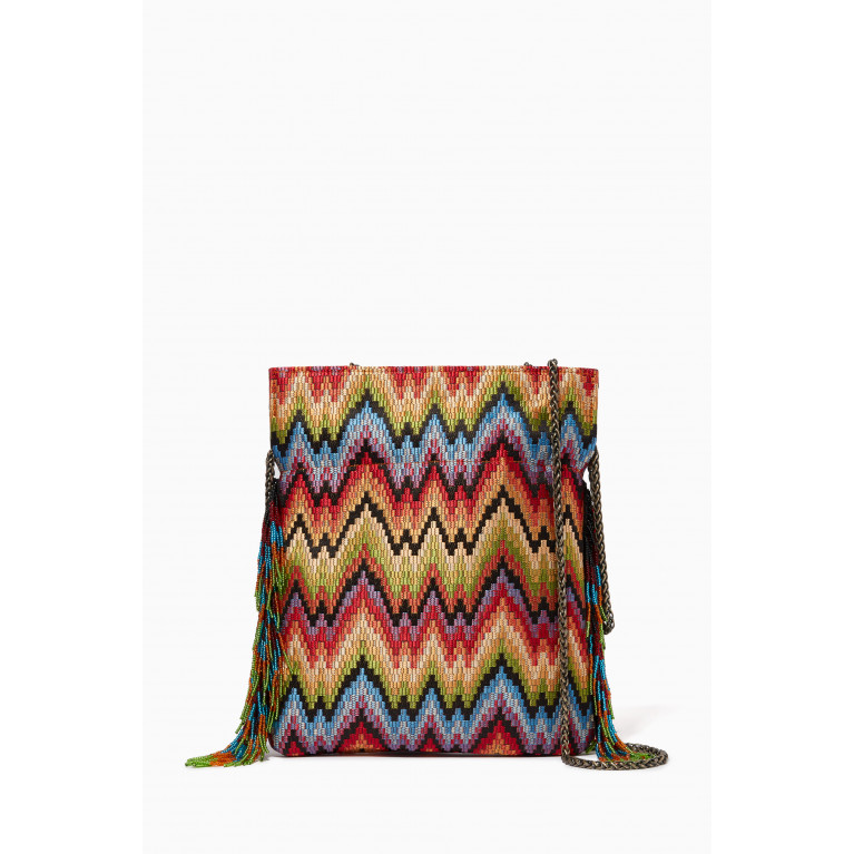 Sarah's Bag - Waves Glass-beaded Clutch in Woven Fabric