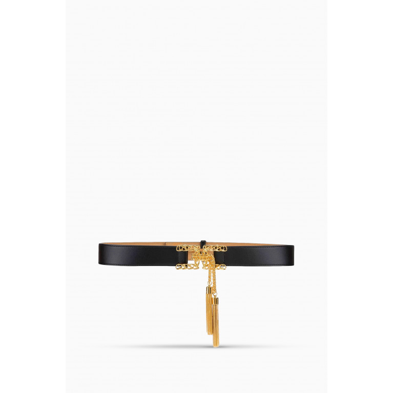 Elisabetta Franchi - High-waist Logo Belt in Faux Leather, 25mm Black