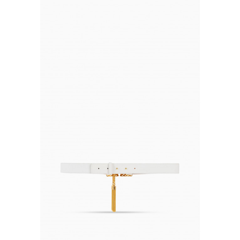 Elisabetta Franchi - High-waist Logo Belt in Faux Leather, 25mm White