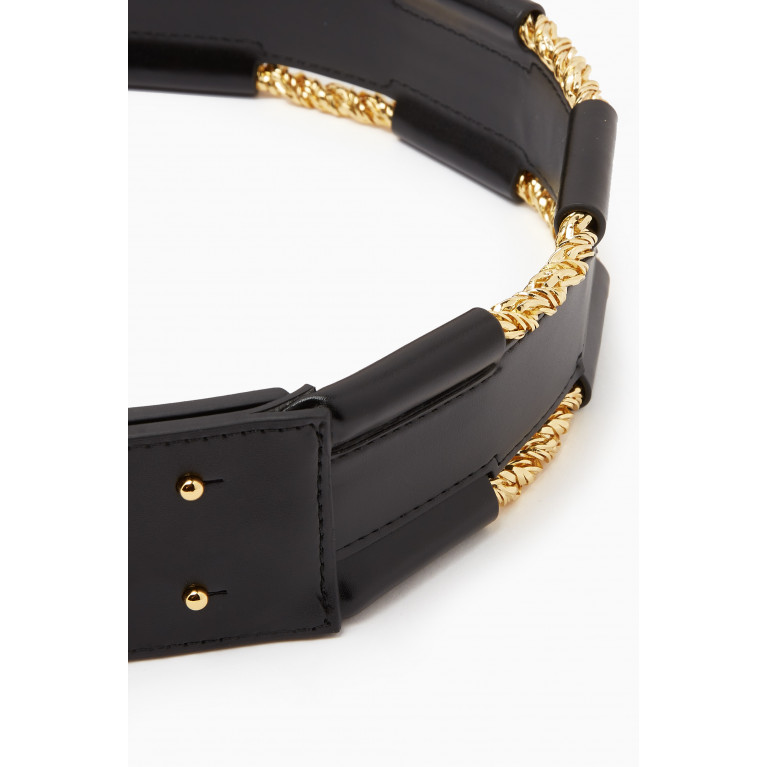 Elisabetta Franchi - High-waist Belt in Faux Leather, 50mm Black