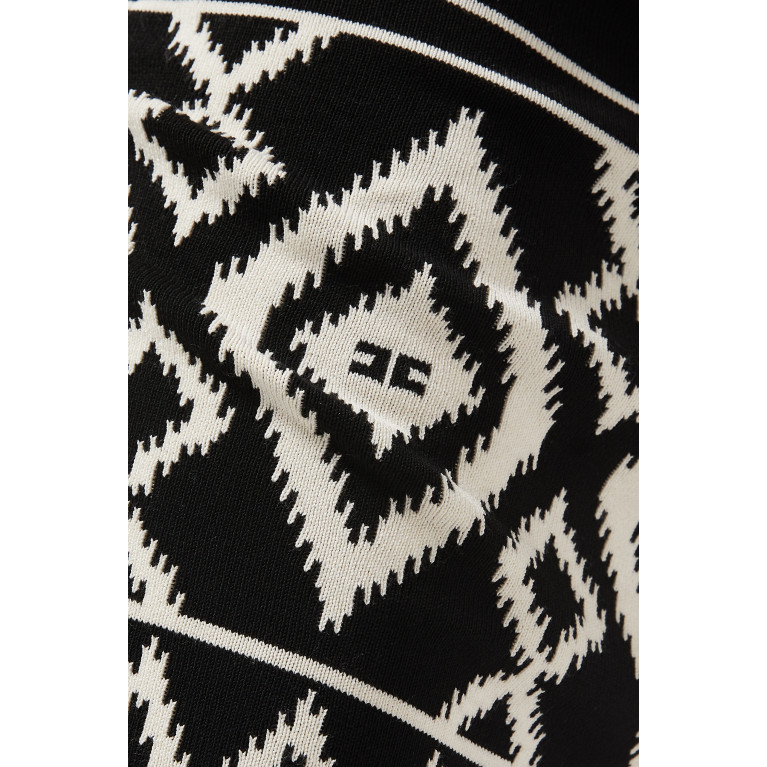 Elisabetta Franchi - Rhombus Calf-length Skirt in Knit Black
