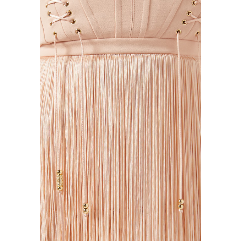 Elisabetta Franchi - Fringed Bustier Dress in Stretch Crepe Pink