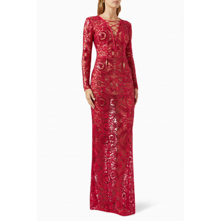 Elisabetta Franchi - Red Carpet Lace Dress Pink