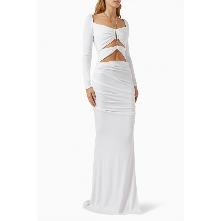 Elisabetta Franchi - Red Carpet Chain Dress in Jersey White