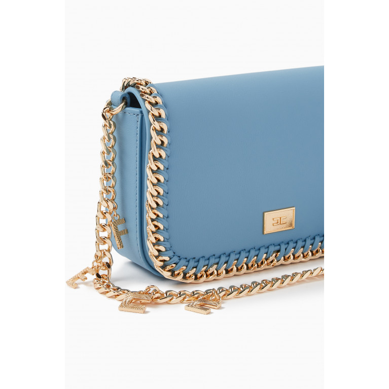 Elisabetta Franchi - Mini Chain Crossbody Bag in Faux Leather Blue