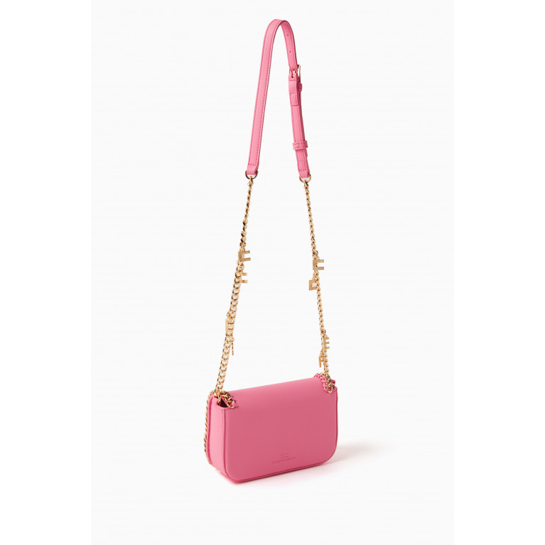 Elisabetta Franchi - Mini Chain Crossbody Bag in Faux Leather Pink