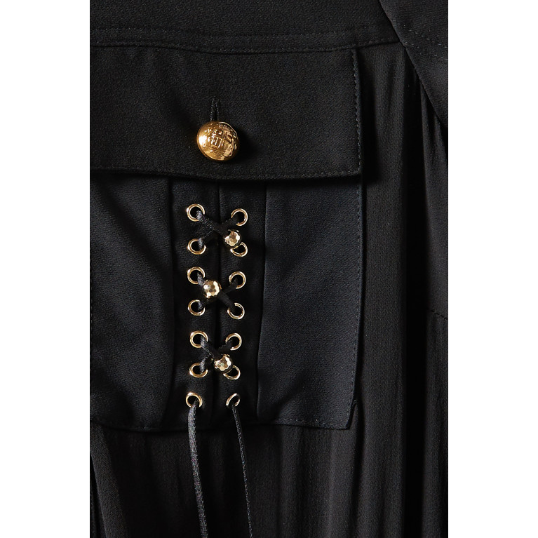 Elisabetta Franchi - Crisscross-pattern Maxi Dress in Double-layer Georgette  Black
