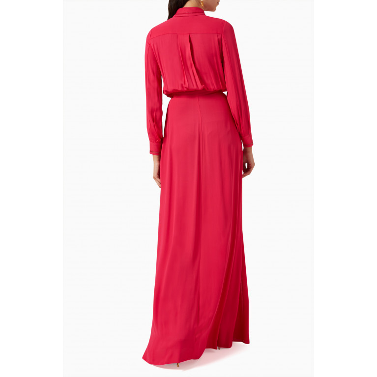 Elisabetta Franchi - Crisscross-pattern Maxi Dress in Double-layer Georgette  Pink