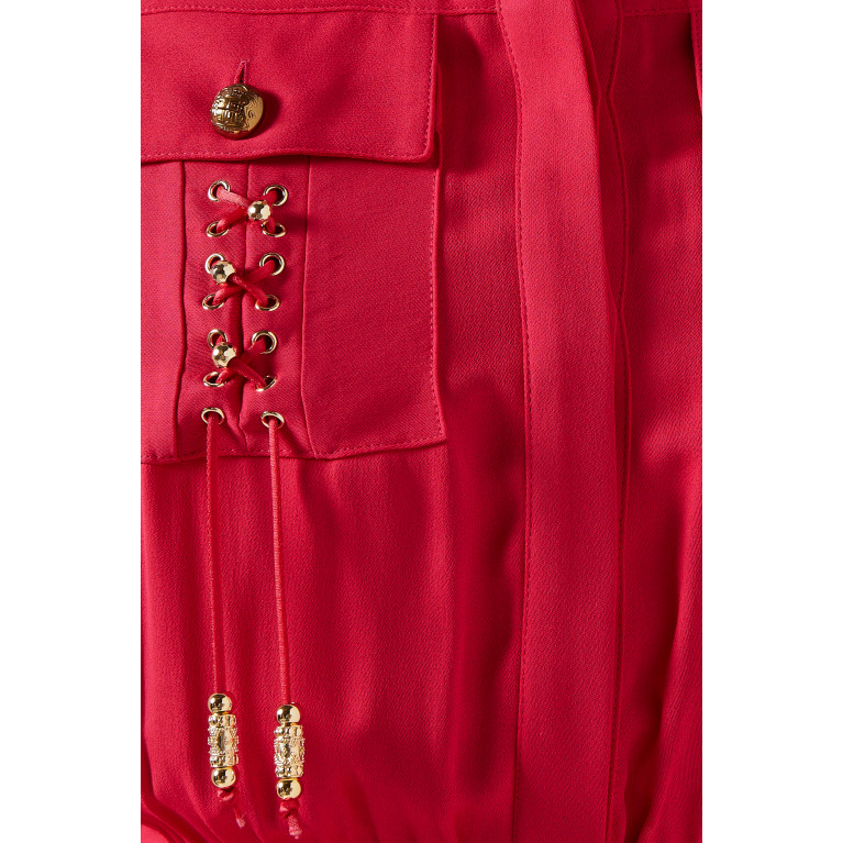 Elisabetta Franchi - Crisscross-pattern Maxi Dress in Double-layer Georgette  Pink
