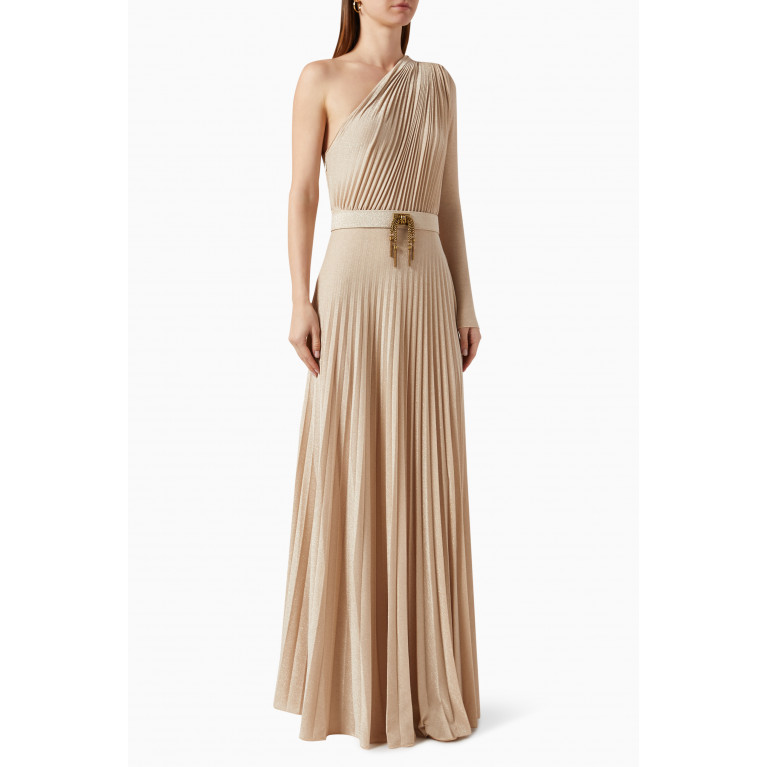 Elisabetta Franchi - Red Carpet One-shoulder Gown in Jersey Gold