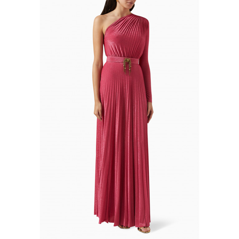 Elisabetta Franchi - Red Carpet One-shoulder Gown in Jersey Pink