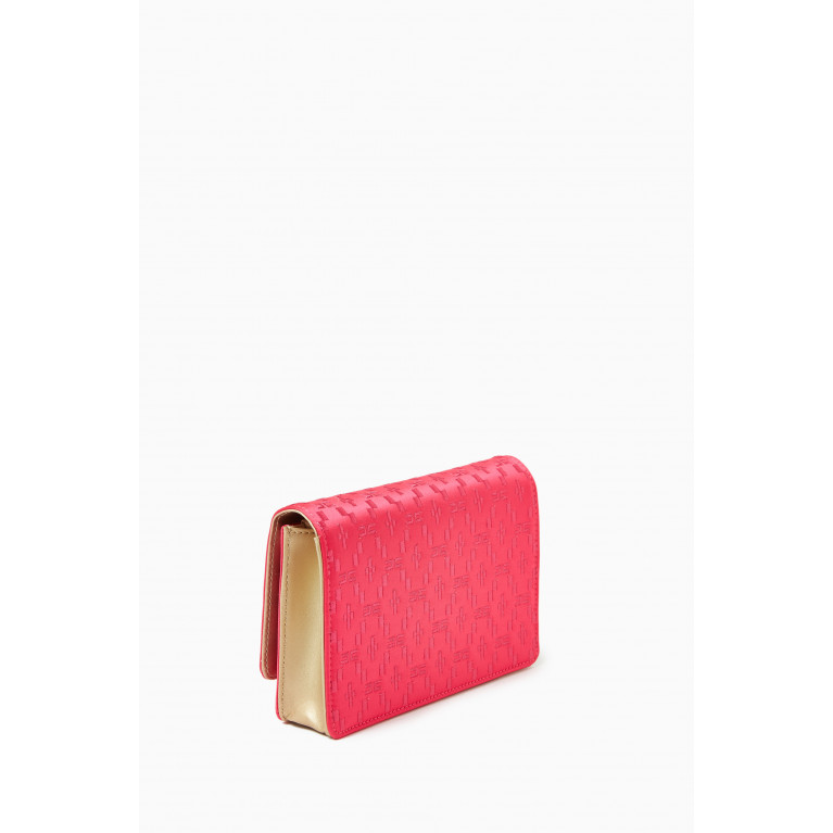 Elisabetta Franchi - Embroidered Wallet on Chain in Satin Pink