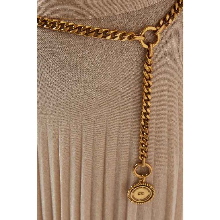 Elisabetta Franchi - Pleated Skirt in Lurex-jersey Gold