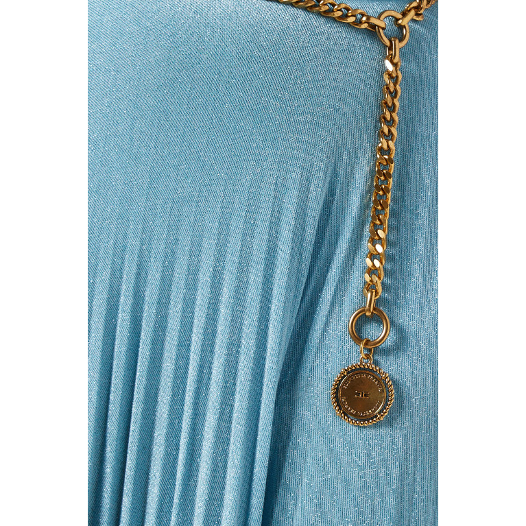 Elisabetta Franchi - Pleated Maxi Skirt in Lurex-jersey Blue