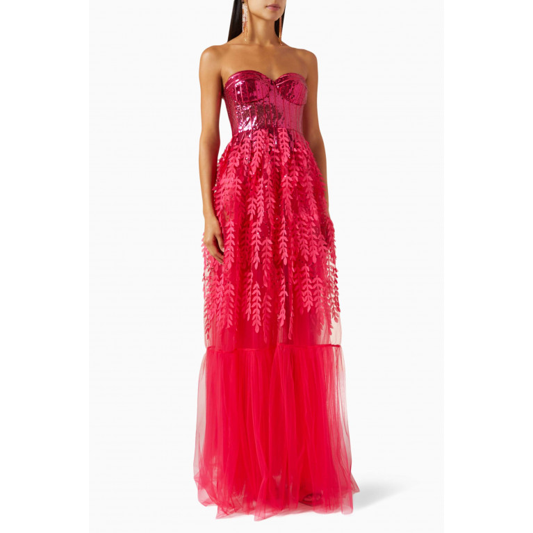 Elisabetta Franchi - Embroidered Red Carpet Dress in Sequins Pink
