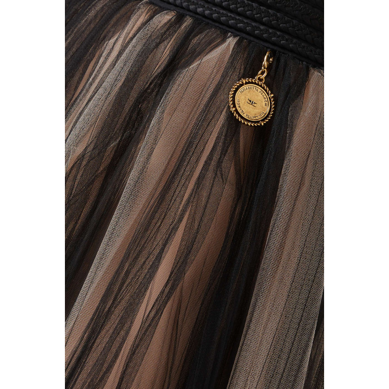 Elisabetta Franchi - Gathered Midi Skirt in Tulle Black