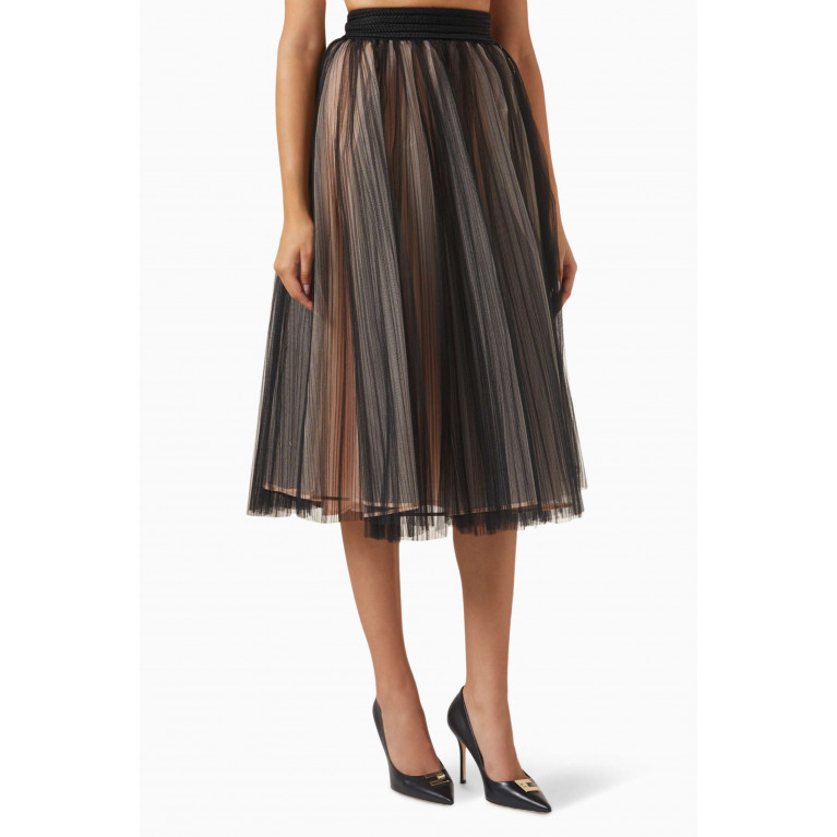 Elisabetta Franchi - Gathered Midi Skirt in Tulle Black