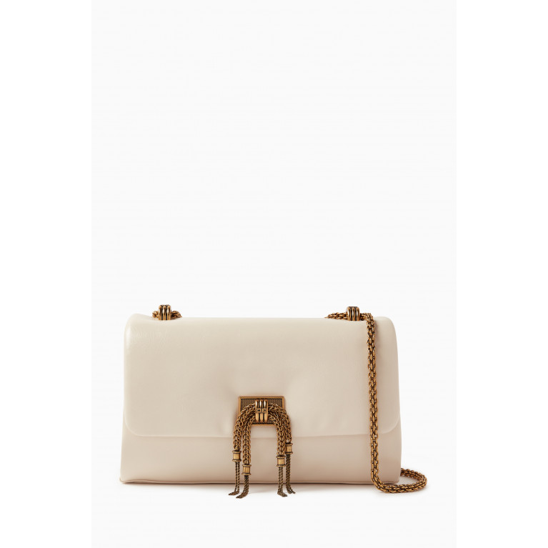 Elisabetta Franchi - Shoulder Bag in Crinkle-effect Faux Leather Neutral