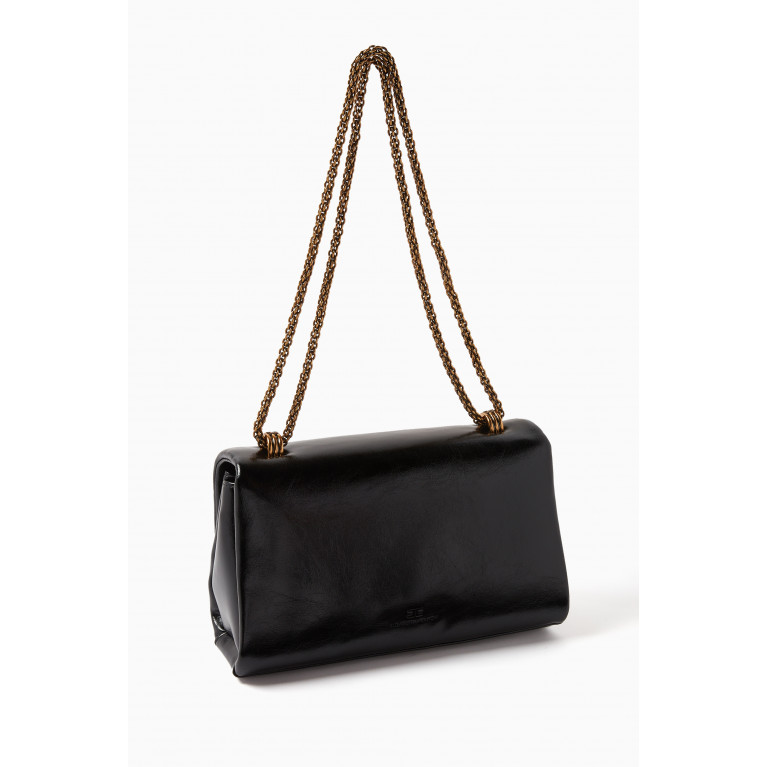Elisabetta Franchi - Shoulder Bag in Crinkle-effect Faux Leather Black