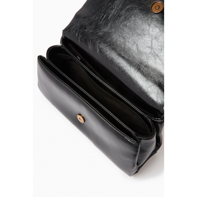 Elisabetta Franchi - Shoulder Bag in Crinkle-effect Faux Leather Black
