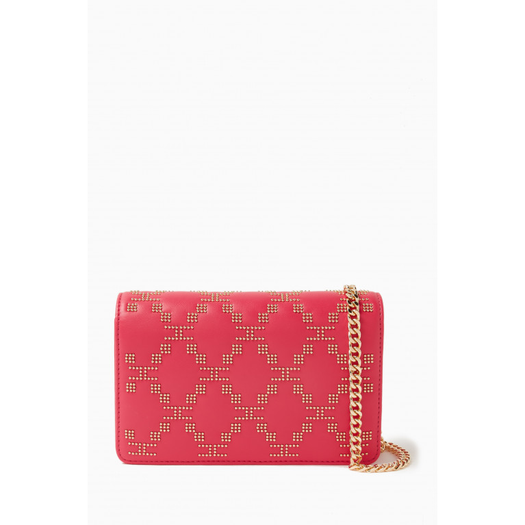 Elisabetta Franchi - Mini Studded Chain Wallet in Faux Leather Pink