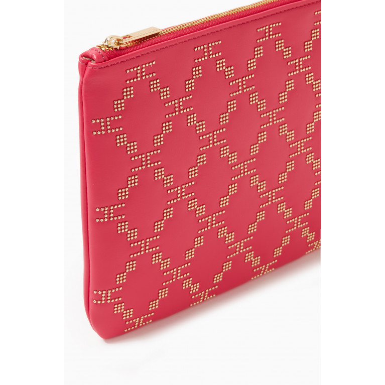 Elisabetta Franchi - Large Studded Pouch in Faux Leather Pink