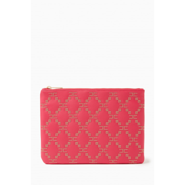 Elisabetta Franchi - Large Studded Pouch in Faux Leather Pink