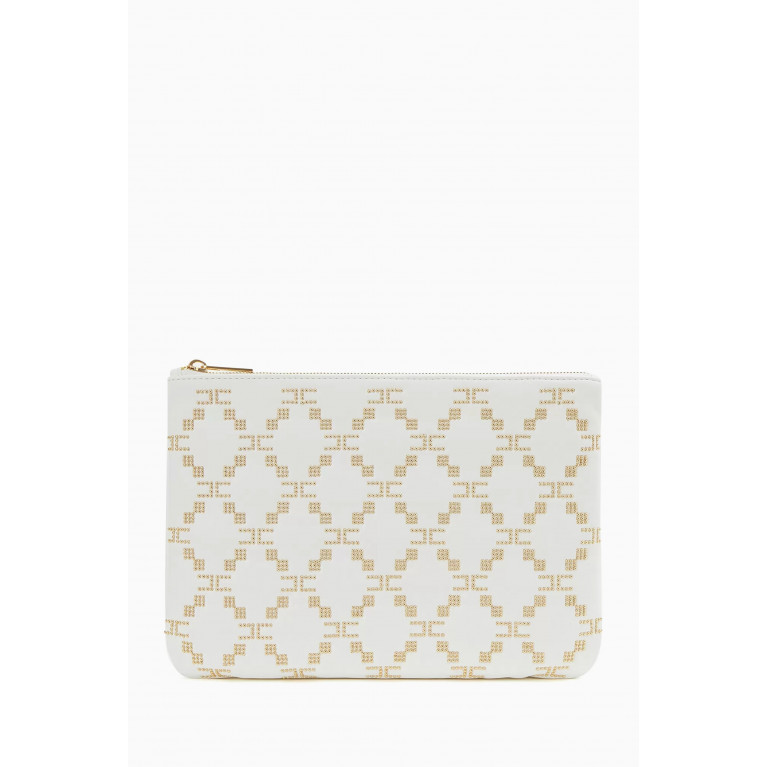 Elisabetta Franchi - Large Studded Pouch in Faux Leather White