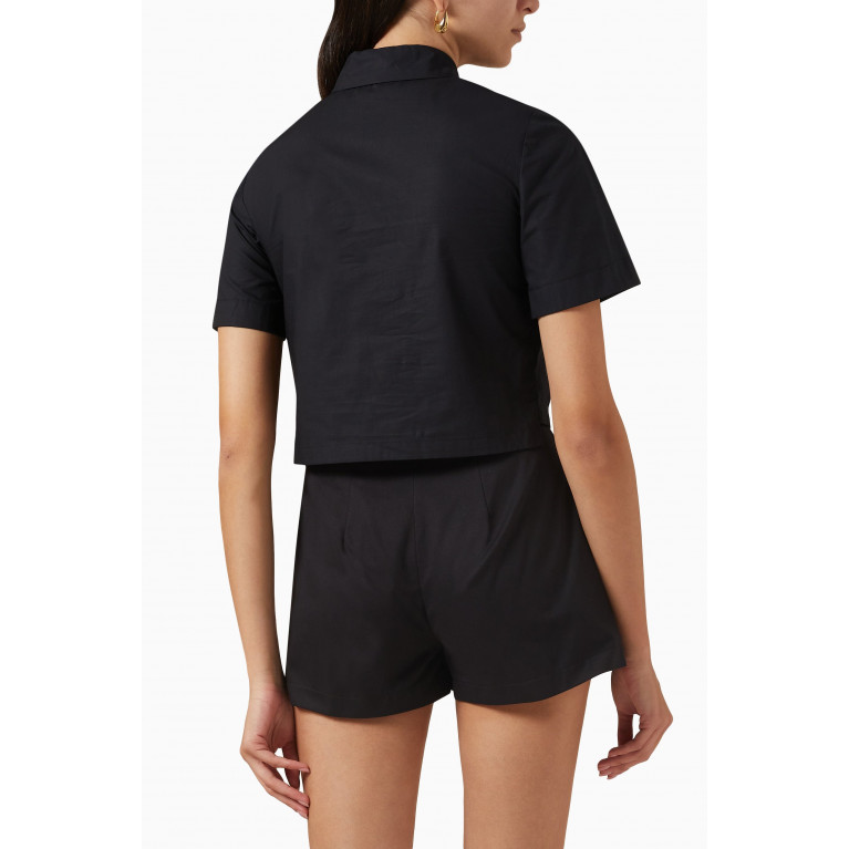 Elisabetta Franchi - Cropped Shirt in Cotton Poplin Black