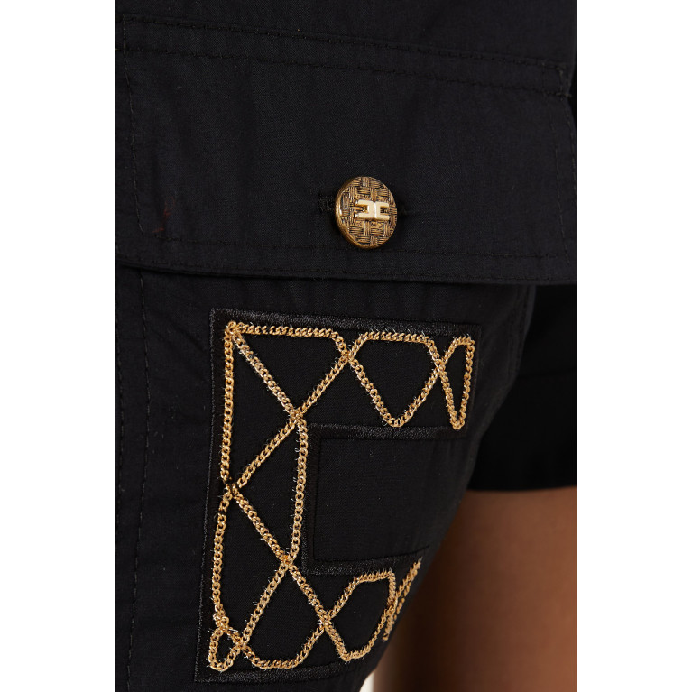 Elisabetta Franchi - Cropped Shirt in Cotton Poplin Black